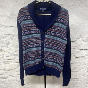 Brooks Brothers Italian Yarn Shawl Collar Cardigan Sweater Patterned Colorful